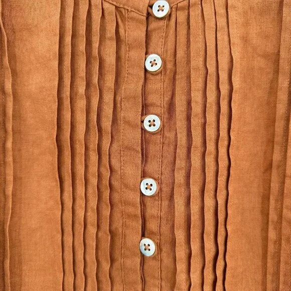 Quince Terracotta Orange Linen Sleeveless Swing Mini Dress sz S Women's NWT - Picture 2 of 6